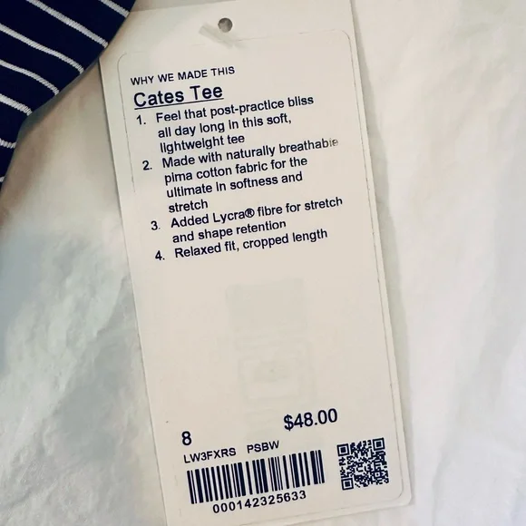 Lululemon Black and White Striped Cates Tee - Picture 2 of 3